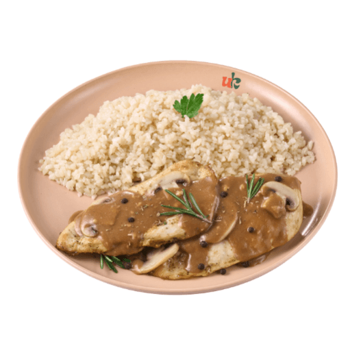 بيكاتا فراخ بالمشروم مع ارز مصري ابيض