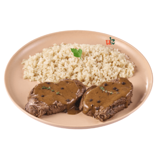 فليه بصوص الفلفل الأسود مع ارز مصري ابيض